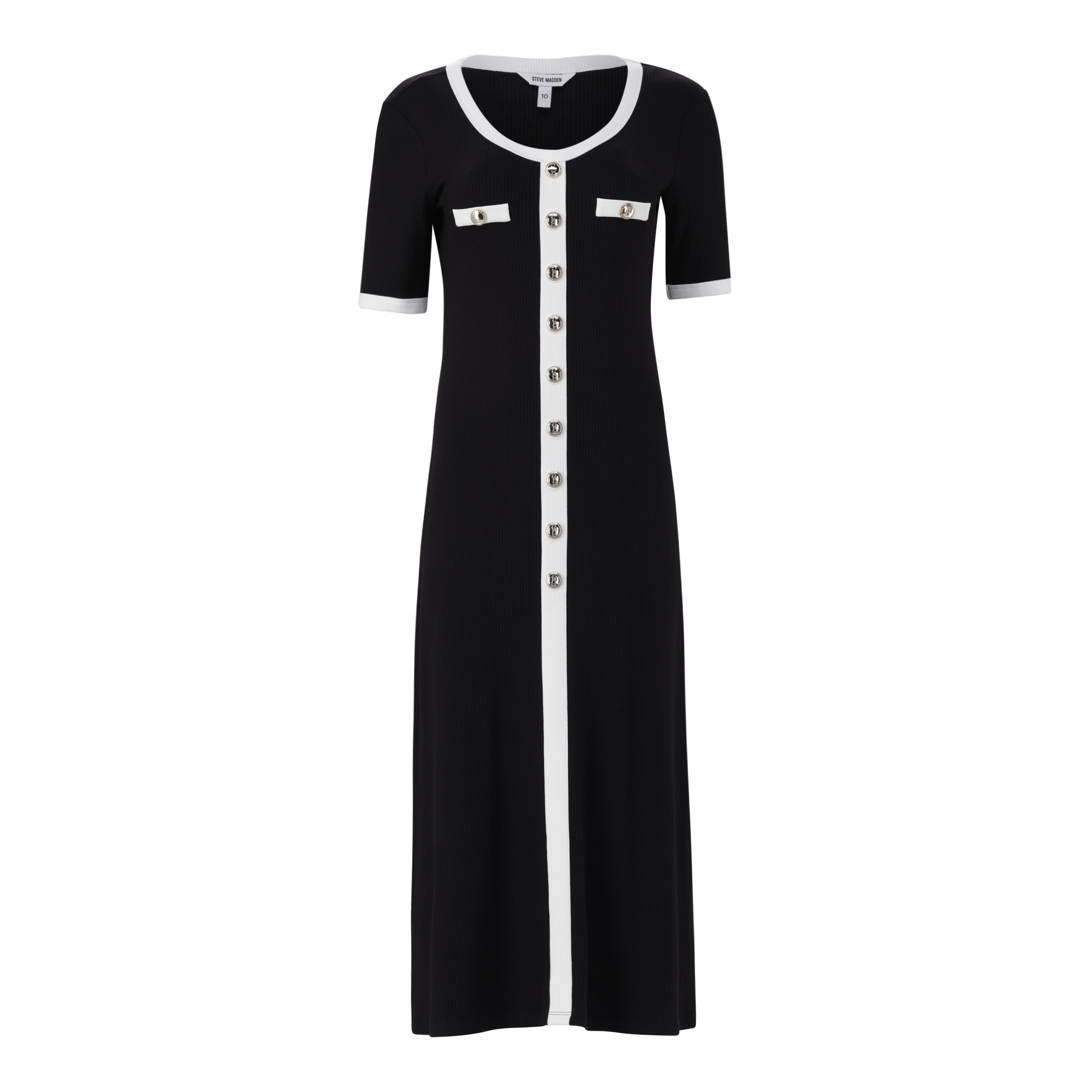 CLAUDIA BLACK MIDI DRESS WITH POPPERS
