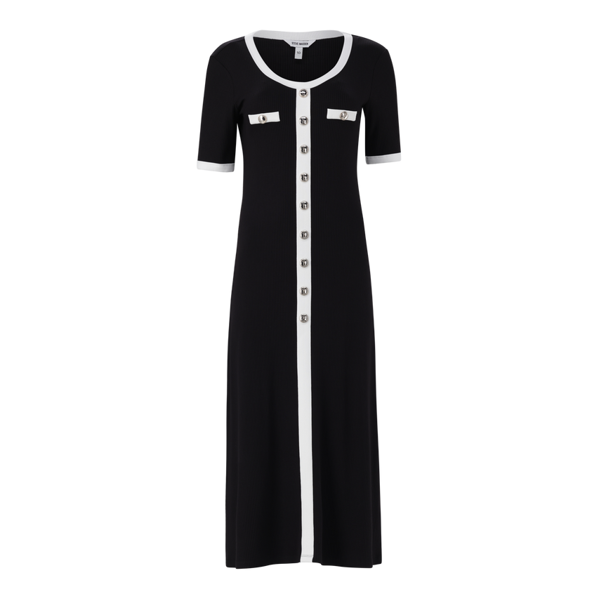 CLAUDIA BLACK MIDI DRESS WITH POPPERS
