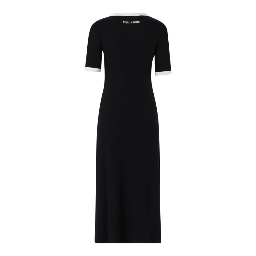 CLAUDIA BLACK MIDI DRESS WITH POPPERS