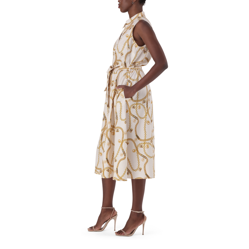 SOLANGE CREAM FIT & FLARE SHIRT DRESS