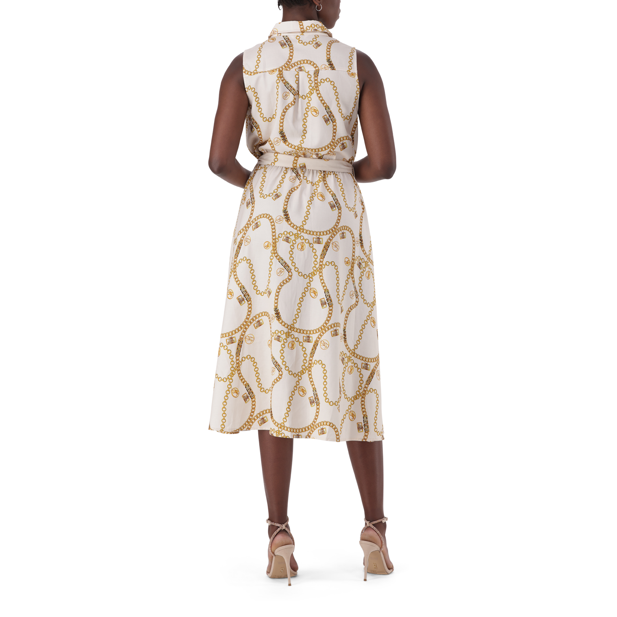 SOLANGE CREAM FIT & FLARE SHIRT DRESS