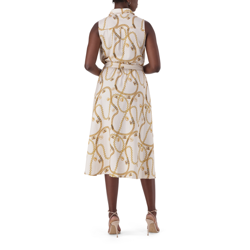 SOLANGE CREAM FIT & FLARE SHIRT DRESS