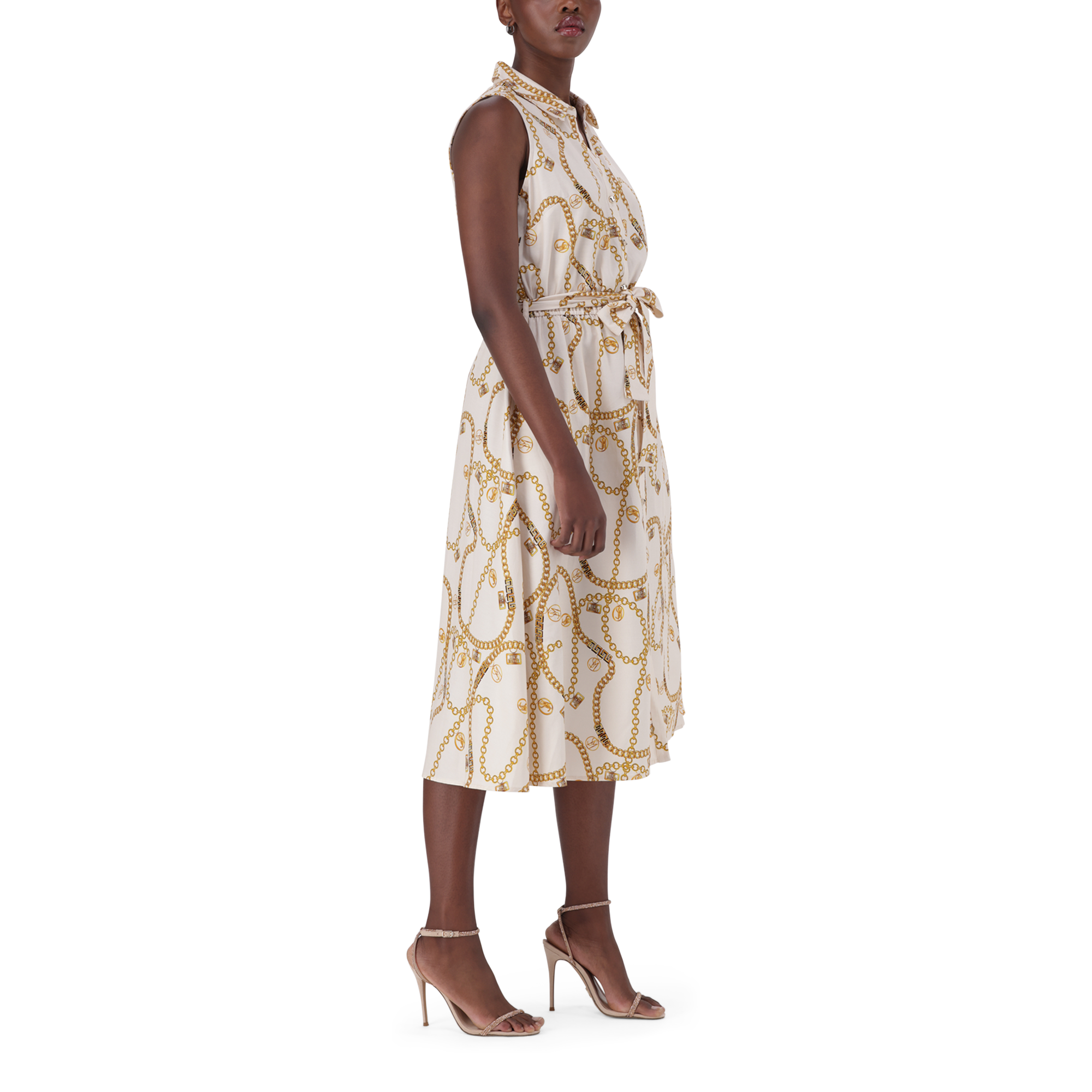 SOLANGE CREAM FIT & FLARE SHIRT DRESS