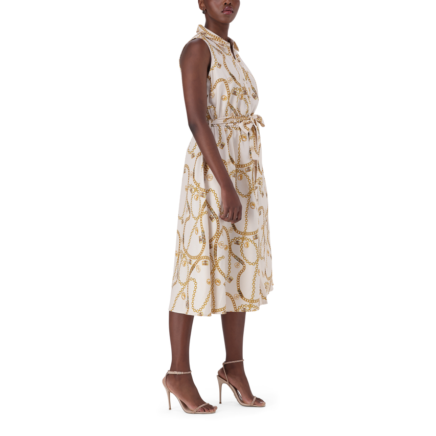 SOLANGE CREAM FIT & FLARE SHIRT DRESS