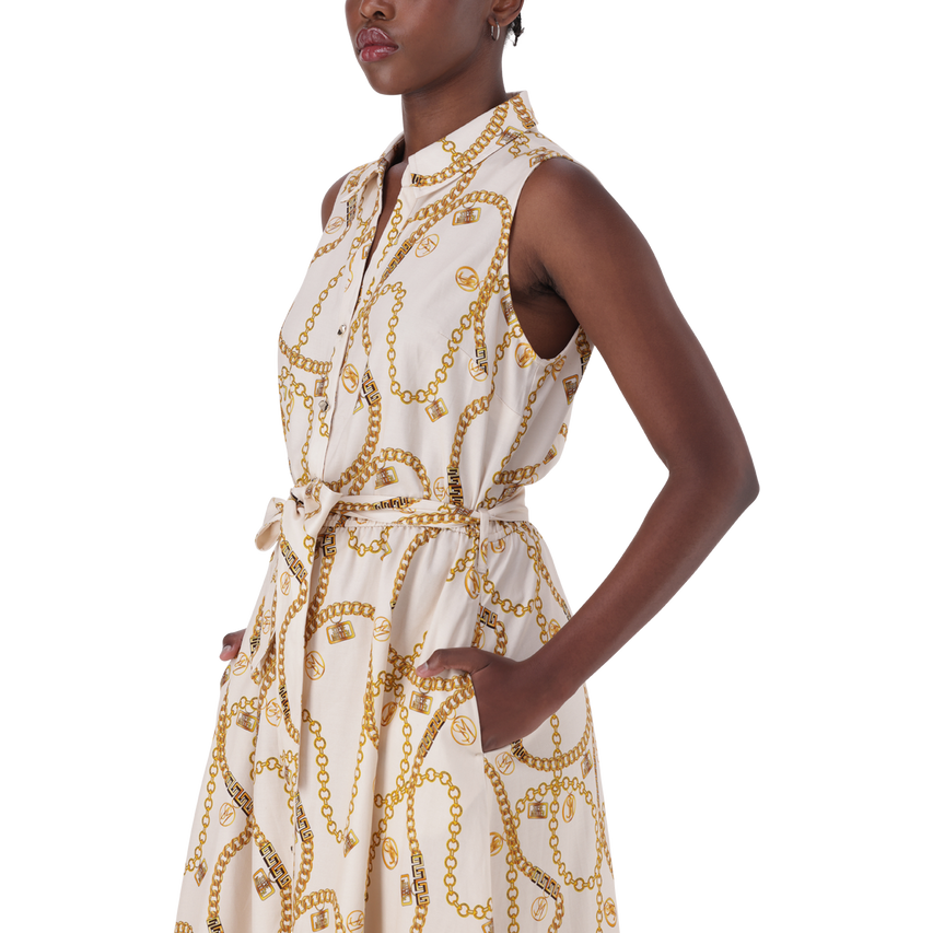 SOLANGE CREAM FIT & FLARE SHIRT DRESS