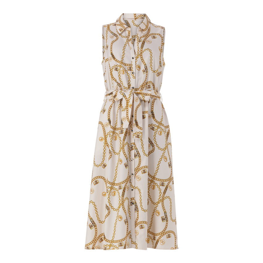 SOLANGE CREAM FIT & FLARE SHIRT DRESS