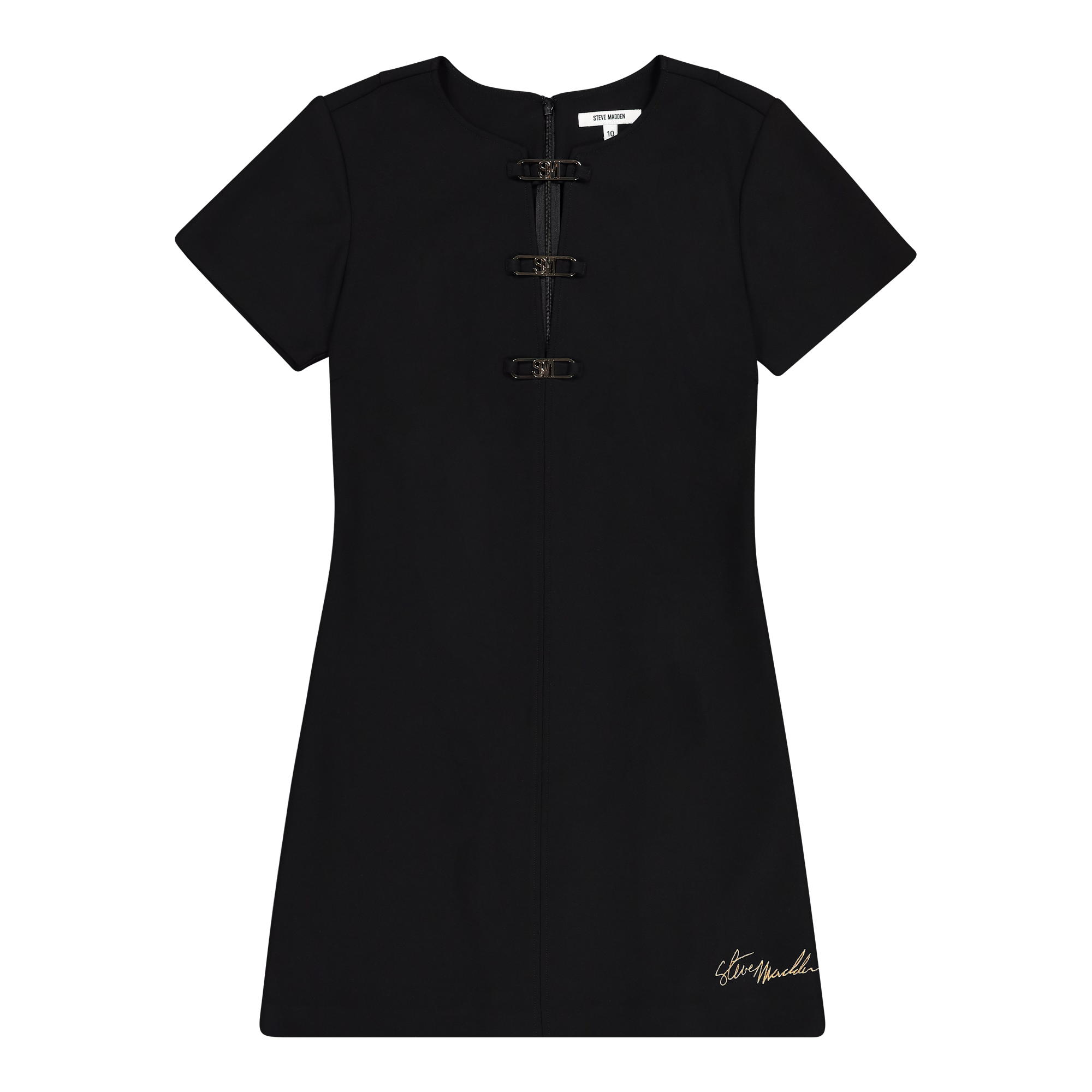 MAYA BLACK SHORT DRESS WITH BUCKLES