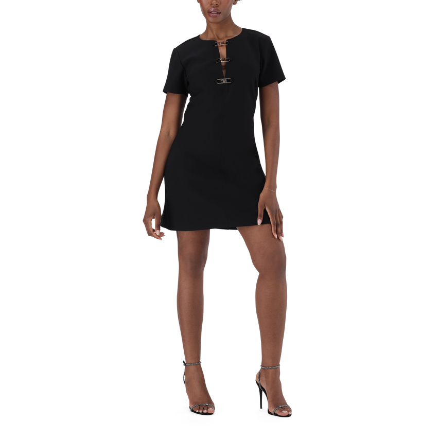 MAYA BLACK SHORT DRESS WITH BUCKLES