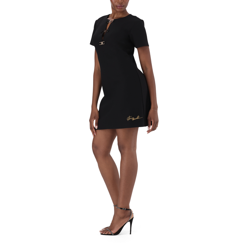 MAYA BLACK SHORT DRESS WITH BUCKLES