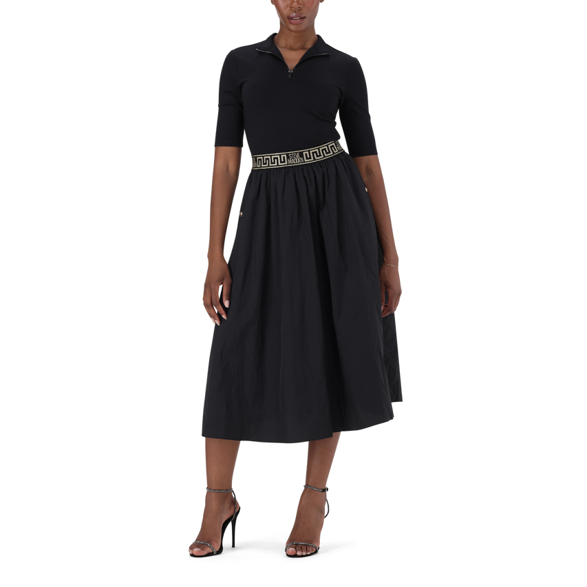 INDIA BLACK FIT & FLARE 1/4 ZIP MIDI DRESS - view 3