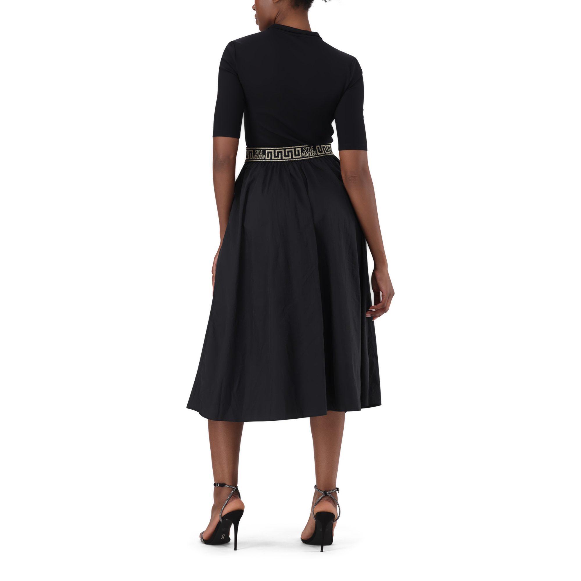 INDIA BLACK FIT & FLARE 1/4 ZIP MIDI DRESS - view 6
