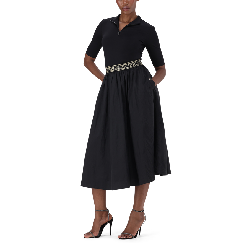 INDIA BLACK FIT & FLARE 1/4 ZIP MIDI DRESS - view 4