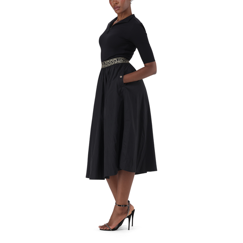 INDIA BLACK FIT & FLARE 1/4 ZIP MIDI DRESS - view 5