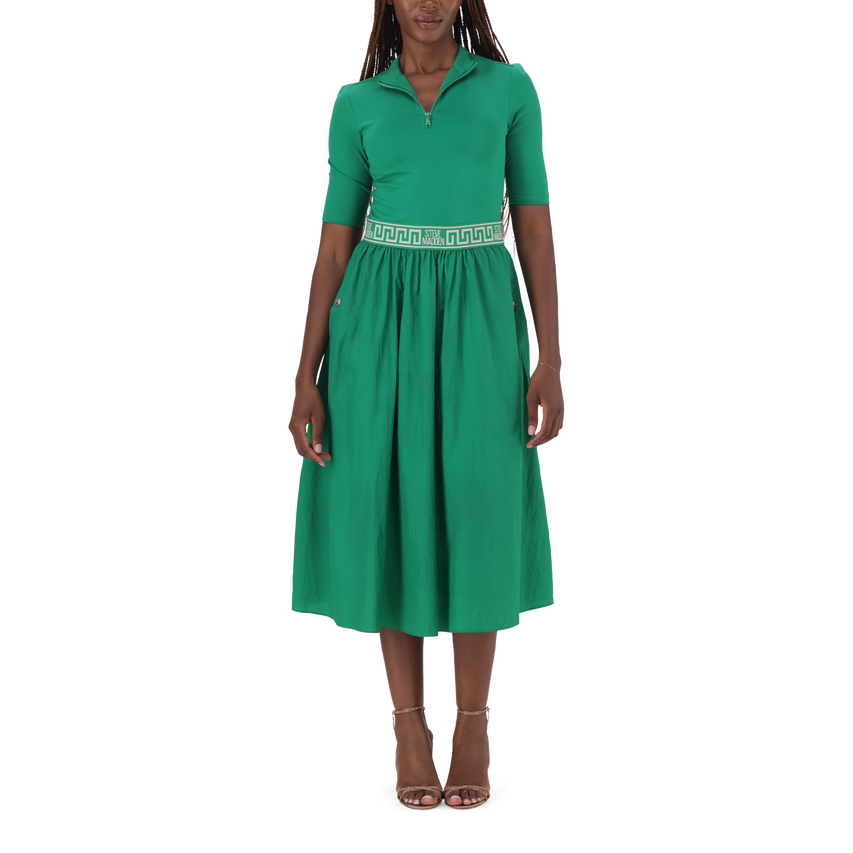 INDIA EMERALD FIT & FLARE 1/4 ZIP MIDI DRESS - view 2