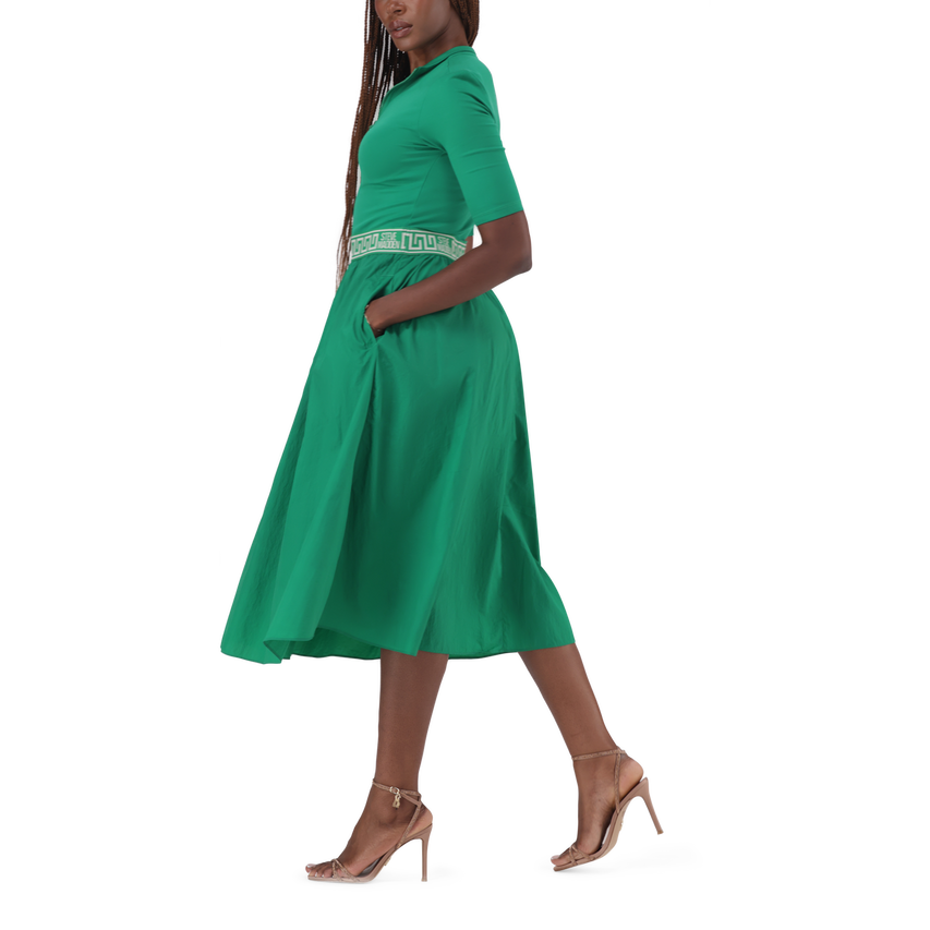 INDIA EMERALD FIT & FLARE 1/4 ZIP MIDI DRESS - view 3