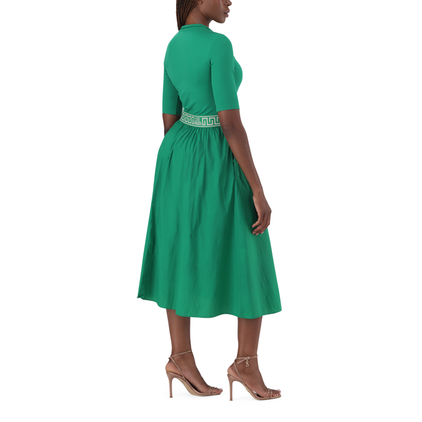 INDIA EMERALD FIT & FLARE 1/4 ZIP MIDI DRESS - view 5
