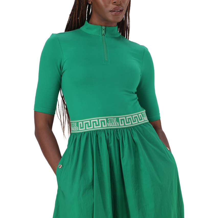 INDIA EMERALD FIT & FLARE 1/4 ZIP MIDI DRESS - view 4