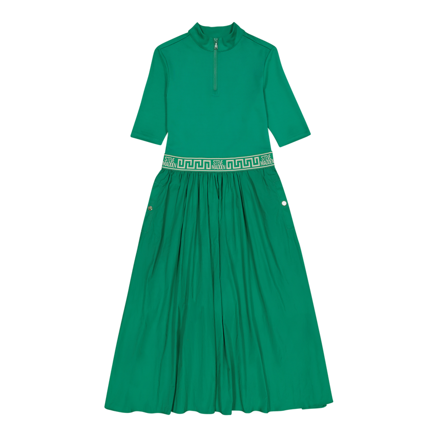 INDIA EMERALD FIT & FLARE 1/4 ZIP MIDI DRESS