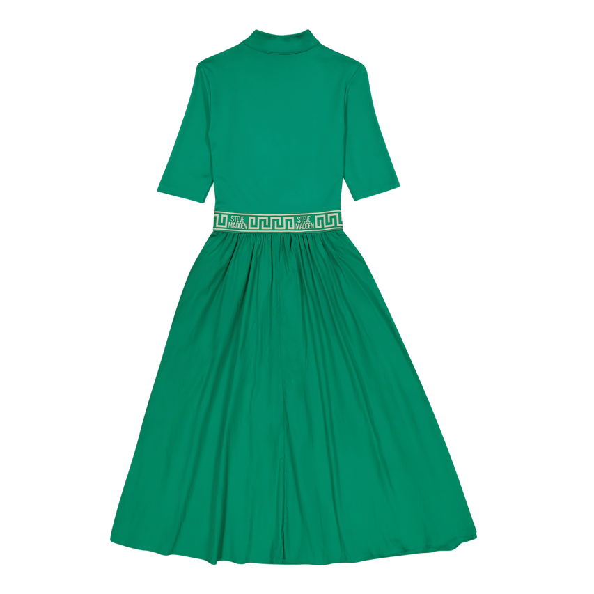 INDIA EMERALD FIT & FLARE 1/4 ZIP MIDI DRESS - view 6