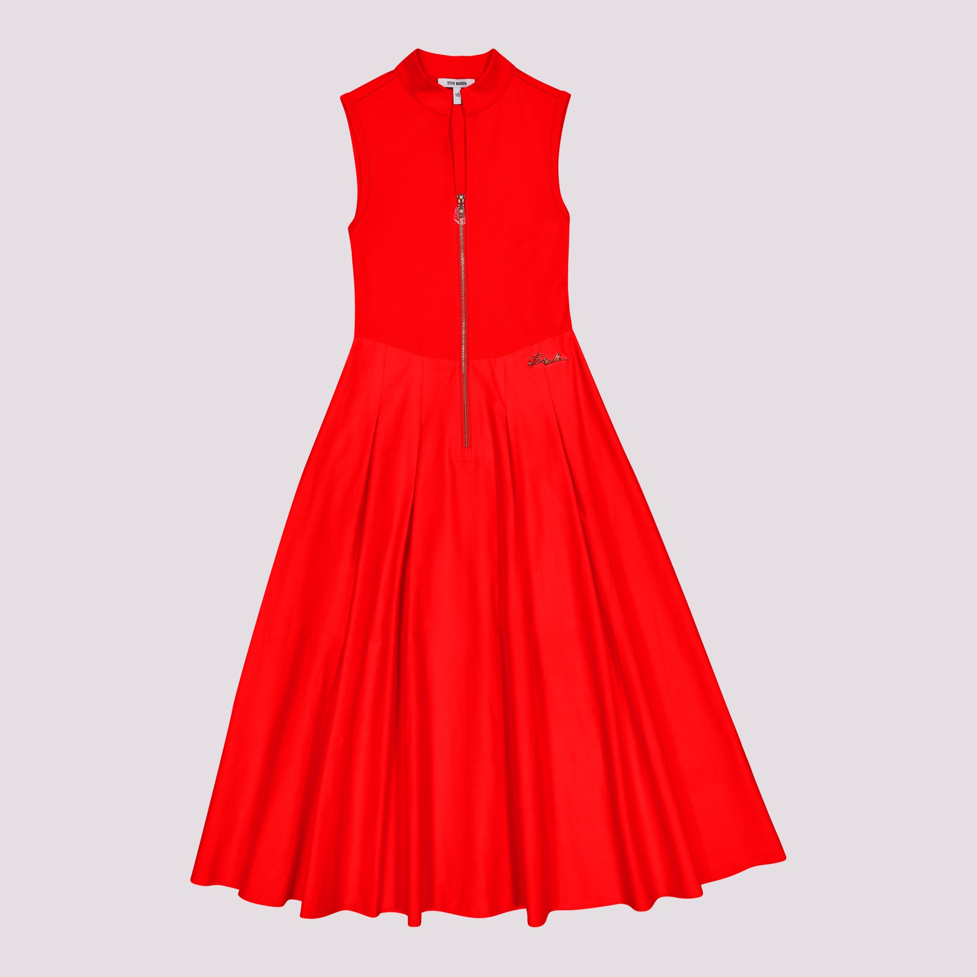 PEARL RED FIT & FLARE MIDAXI DRESS WITH ZIP - view 5