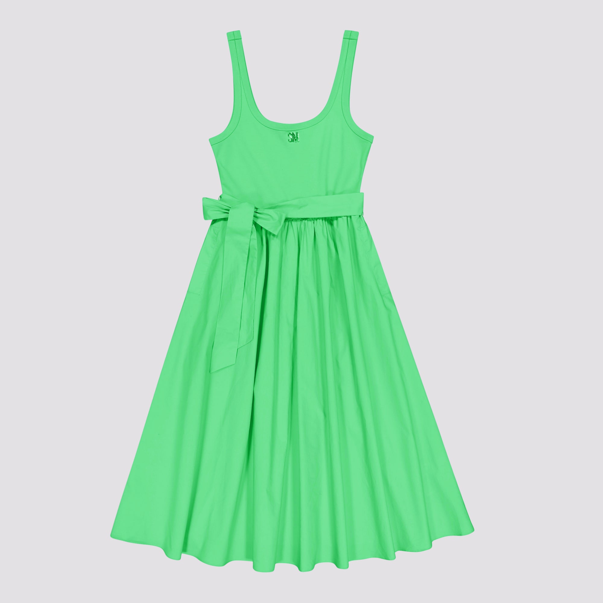 ELAINE APPLE GREEN FIT & FLARE MIDI DRESS WITH FABRIC BELT - view 8