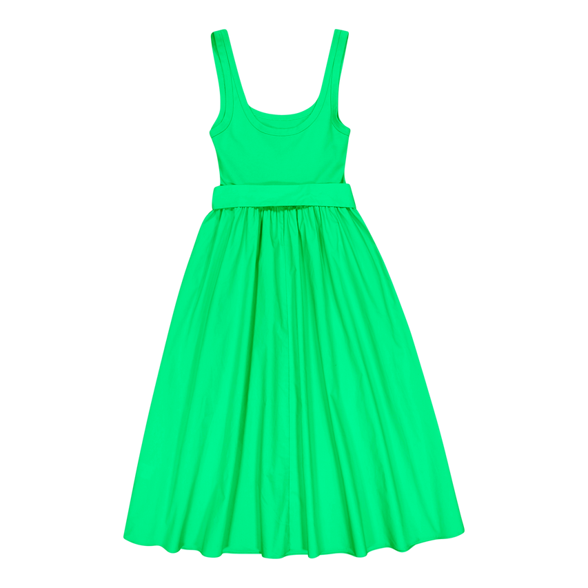 ELAINE APPLE GREEN FIT & FLARE MIDI DRESS WITH FABRIC BELT - view 9