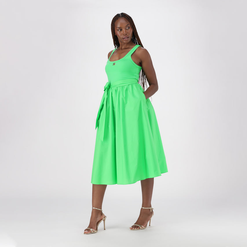 ELAINE APPLE GREEN FIT & FLARE MIDI DRESS WITH FABRIC BELT - view 6