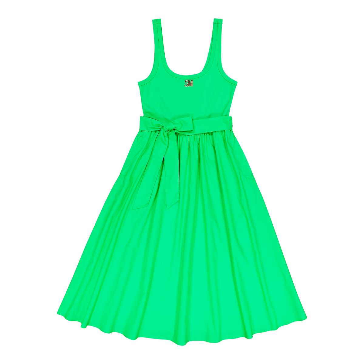 ELAINE APPLE GREEN FIT & FLARE MIDI DRESS WITH FABRIC BELT - view 8
