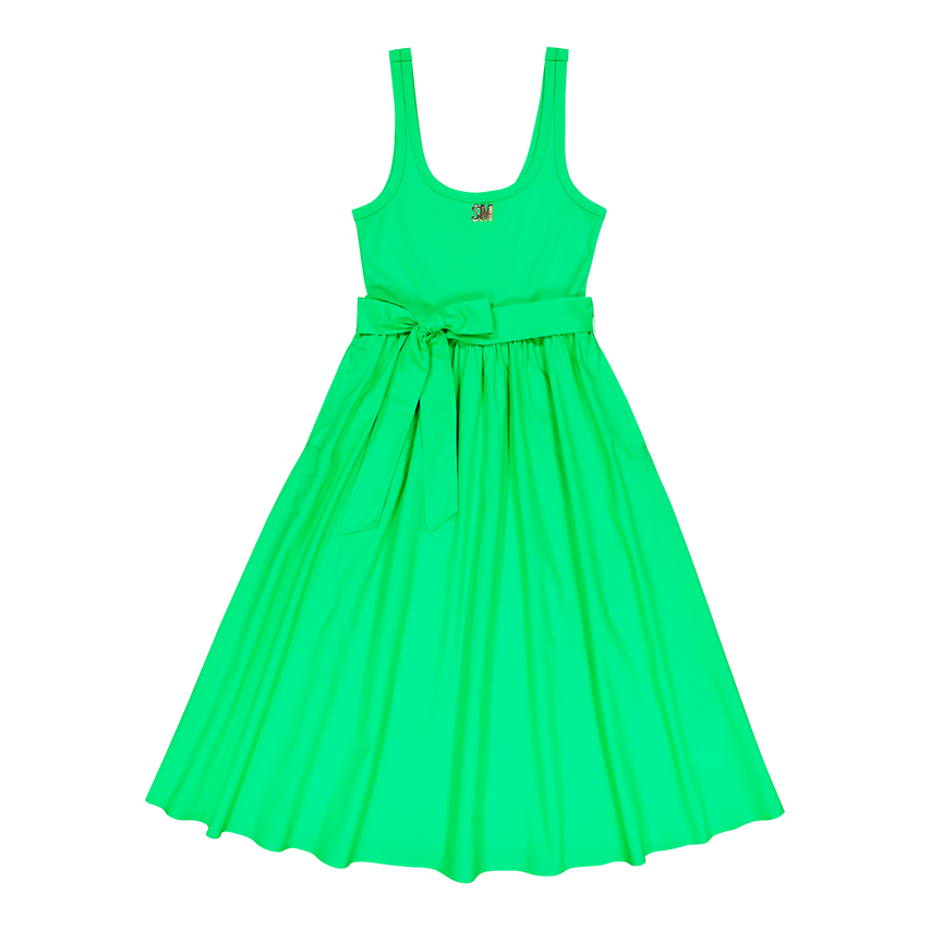 ELAINE APPLE GREEN FIT & FLARE MIDI DRESS WITH FABRIC BELT - view 8