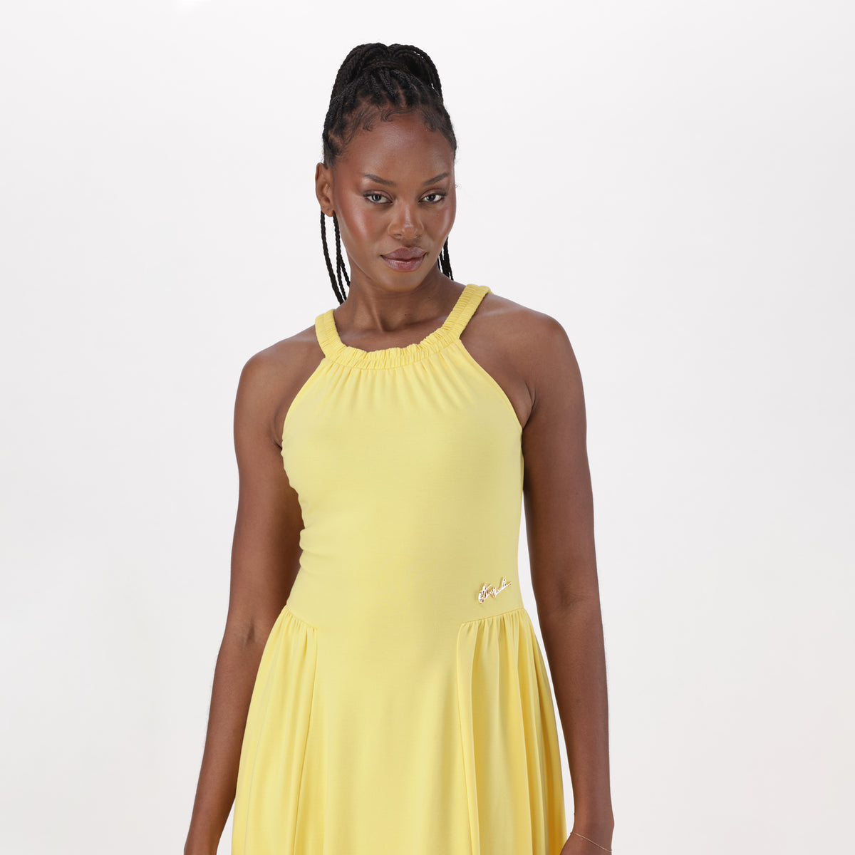 IRIS YELLOW HALTER NECK MIDI DRESS - view 4