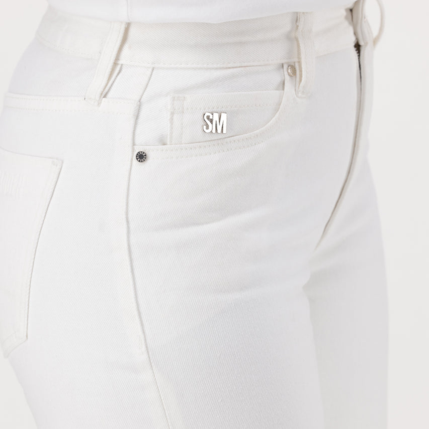 MADDIE MID-RISE WHITE BARREL LEG - view 4