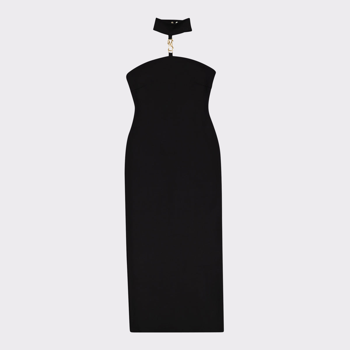 SHILOH BLACK LONG DRESS WITH HIGH NECK & BUCKLE - view 8