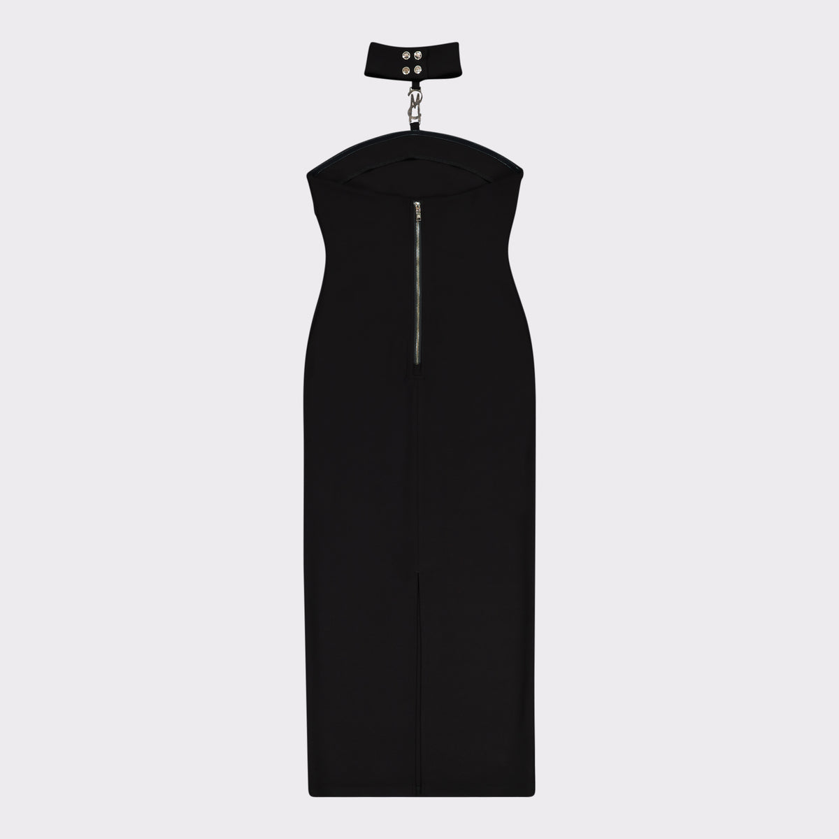 SHILOH BLACK LONG DRESS WITH HIGH NECK & BUCKLE - view 9