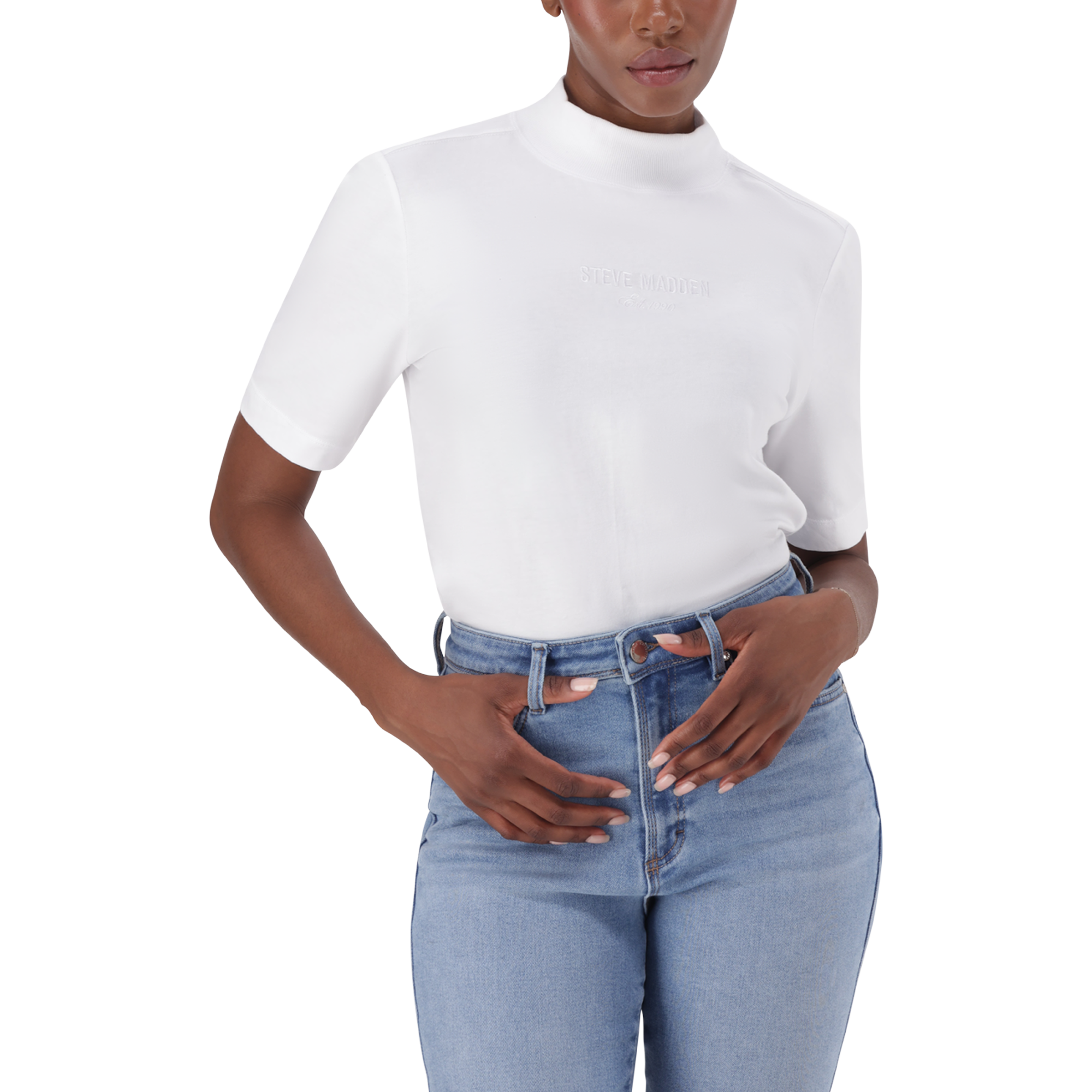 KELLY WHITE HIGH NECK T-SHIRT - view 3
