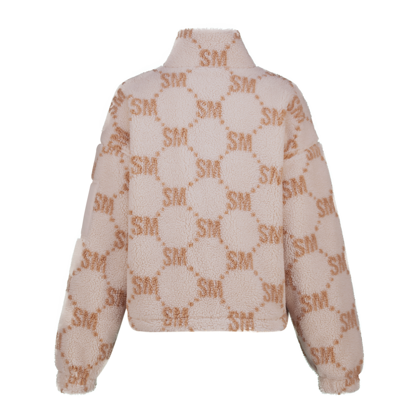 JOVIE NEUTRAL TEDDY FLEECE CROPPED BOMBER