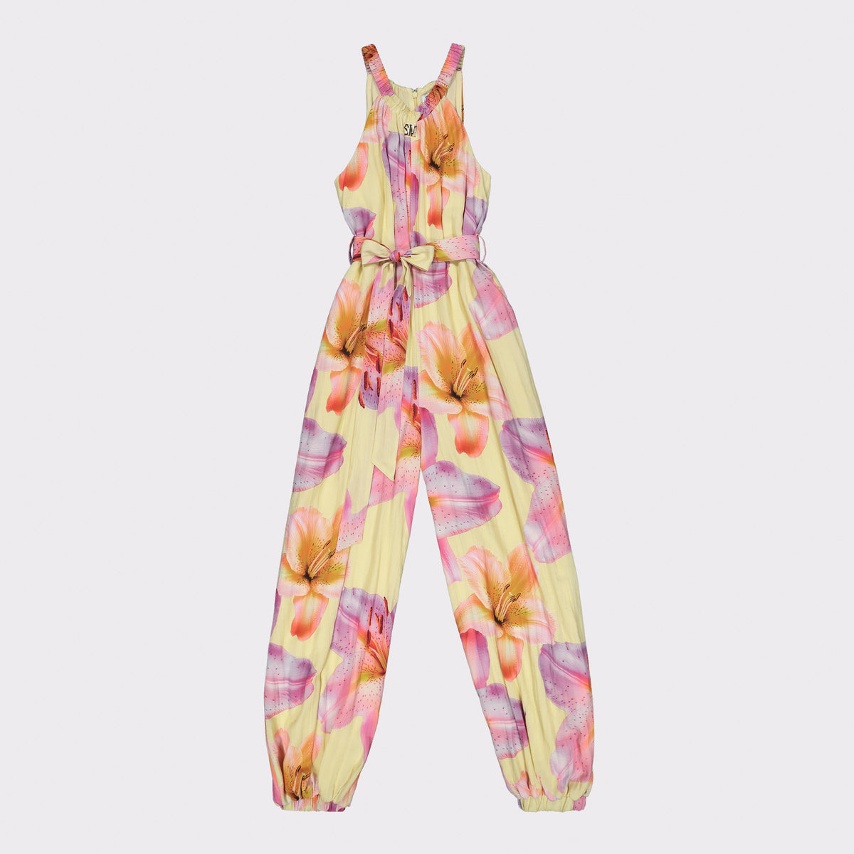 LYDIA MULTI FLORAL PRINTED JUMPSUIT WITH FABRIC BELT - view 5
