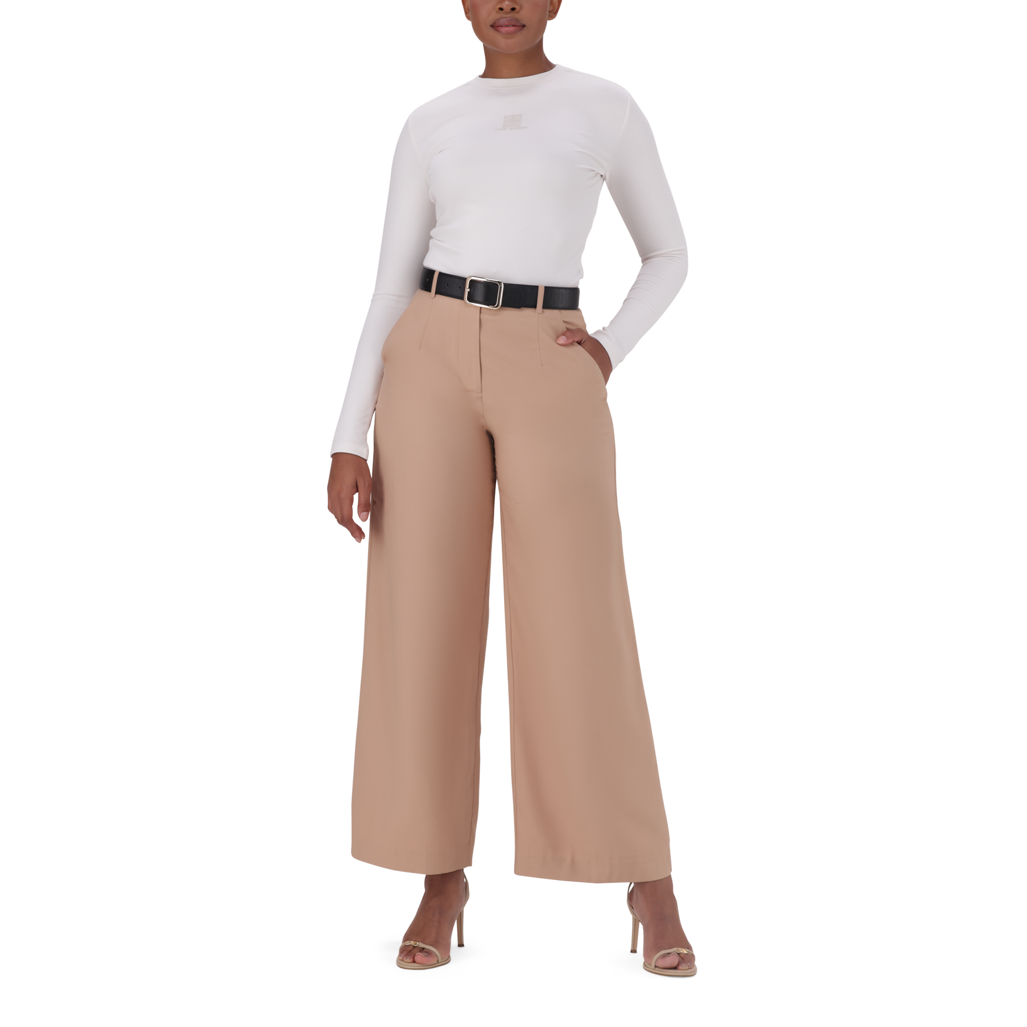 KENNEDY BISCUIT BELTED WIDE LEG TROUSER