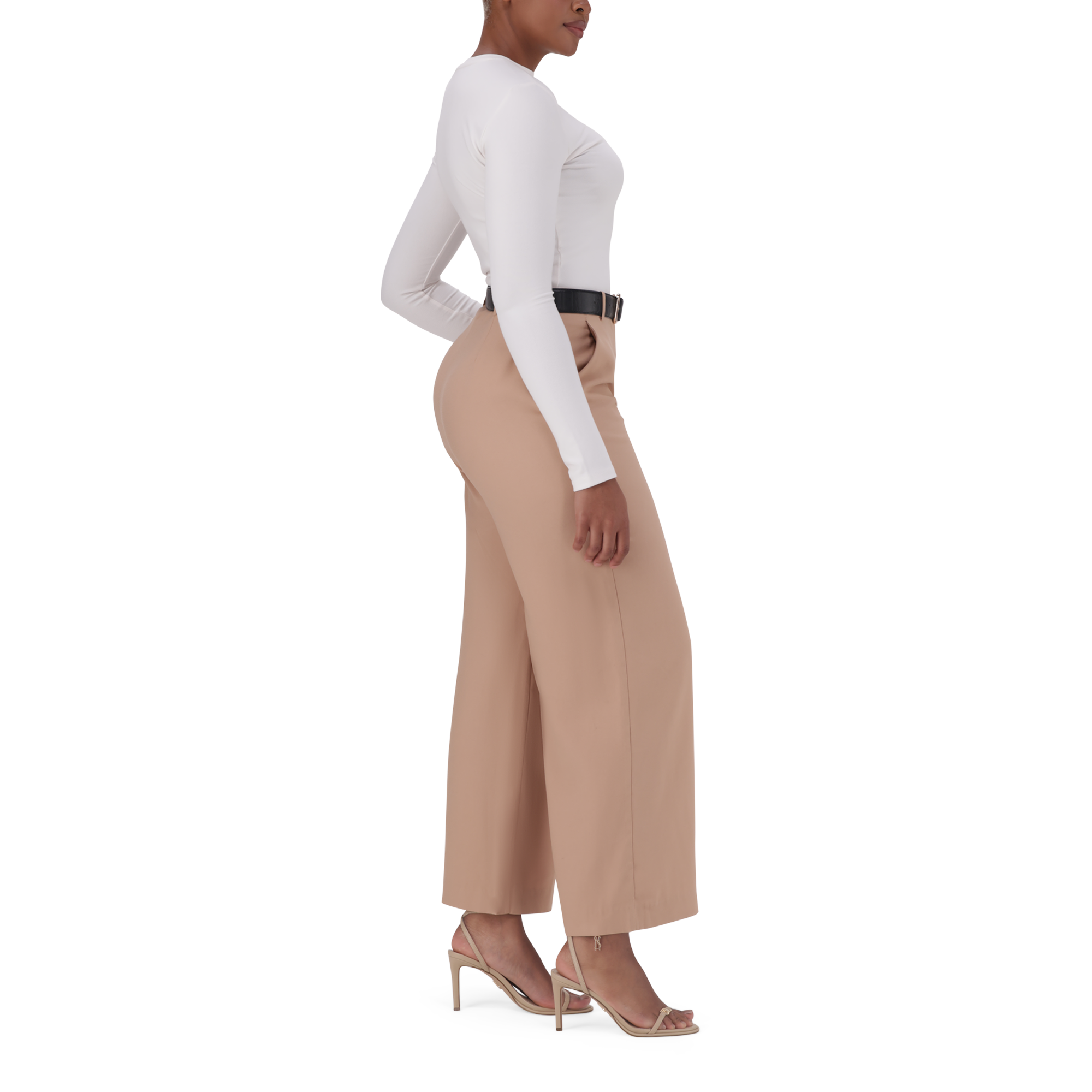 KENNEDY BISCUIT BELTED WIDE LEG TROUSER