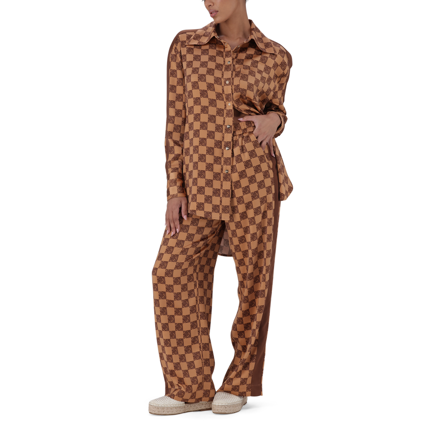 AZARA MOCHA MONOGRAM WIDE LEG PANT