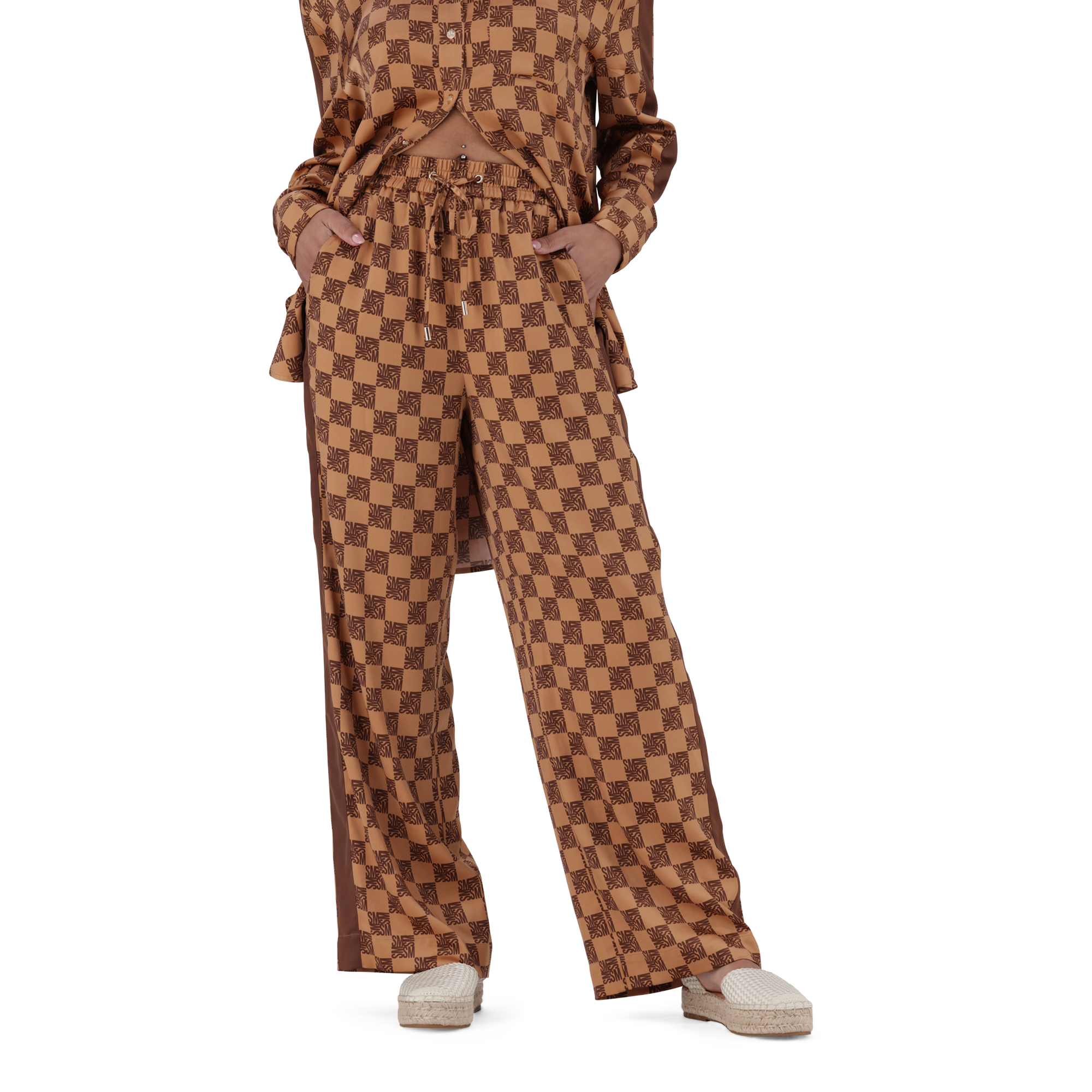 AZARA MOCHA MONOGRAM WIDE LEG PANT