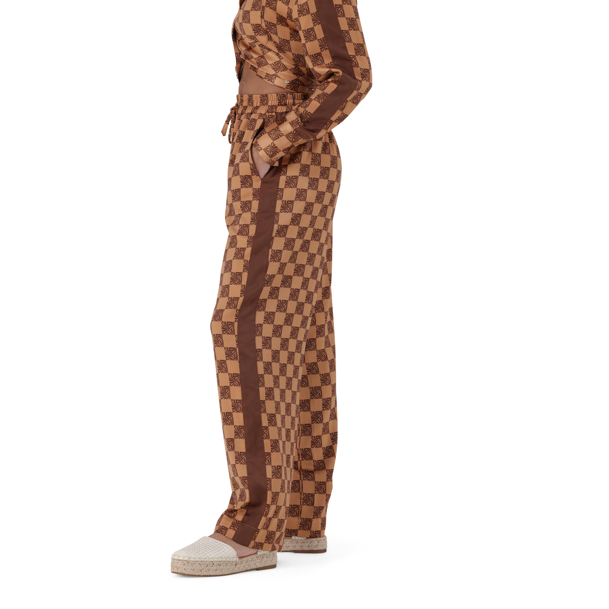AZARA MOCHA MONOGRAM WIDE LEG PANT