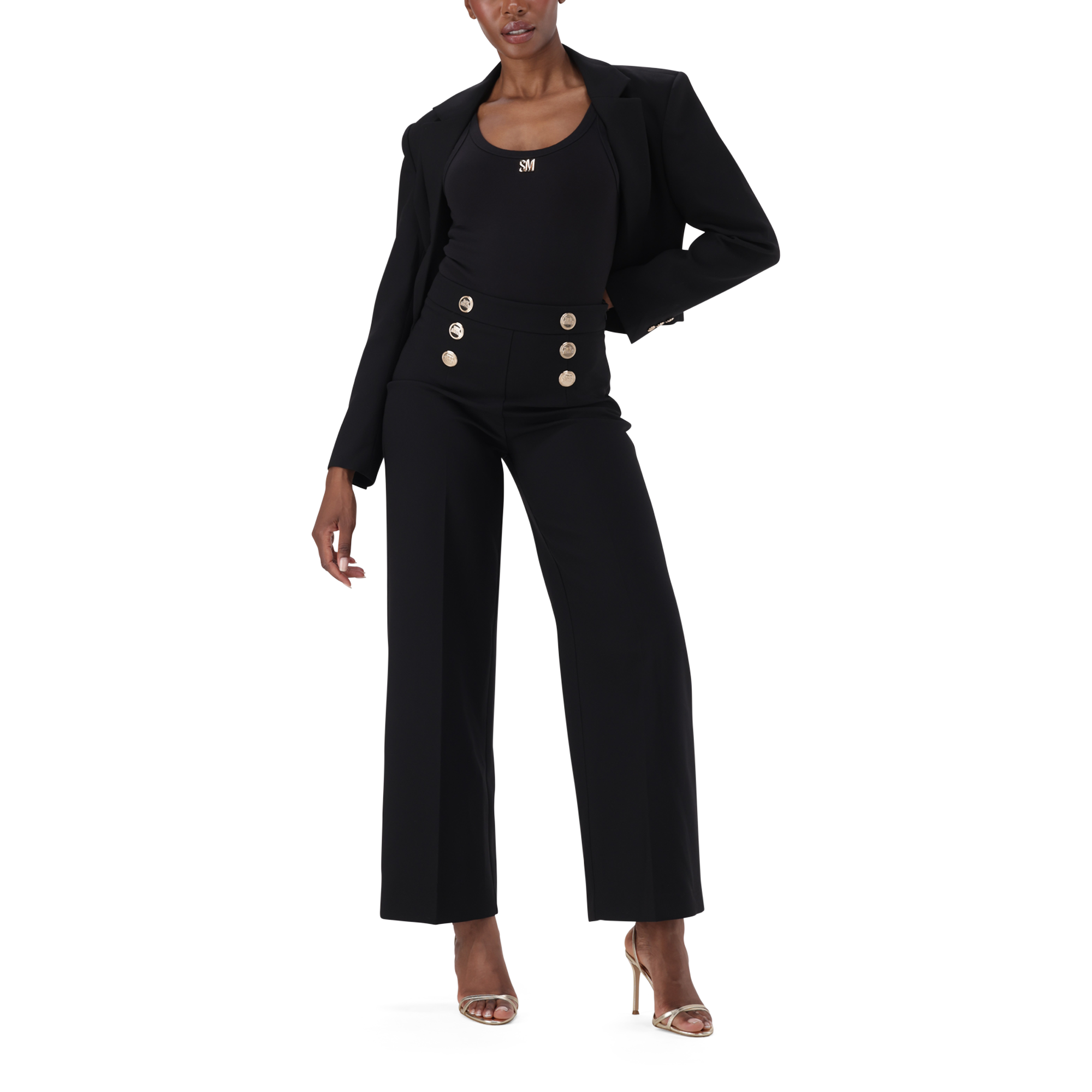 AVERY BLACK TROUSERS WITH BUTTONS