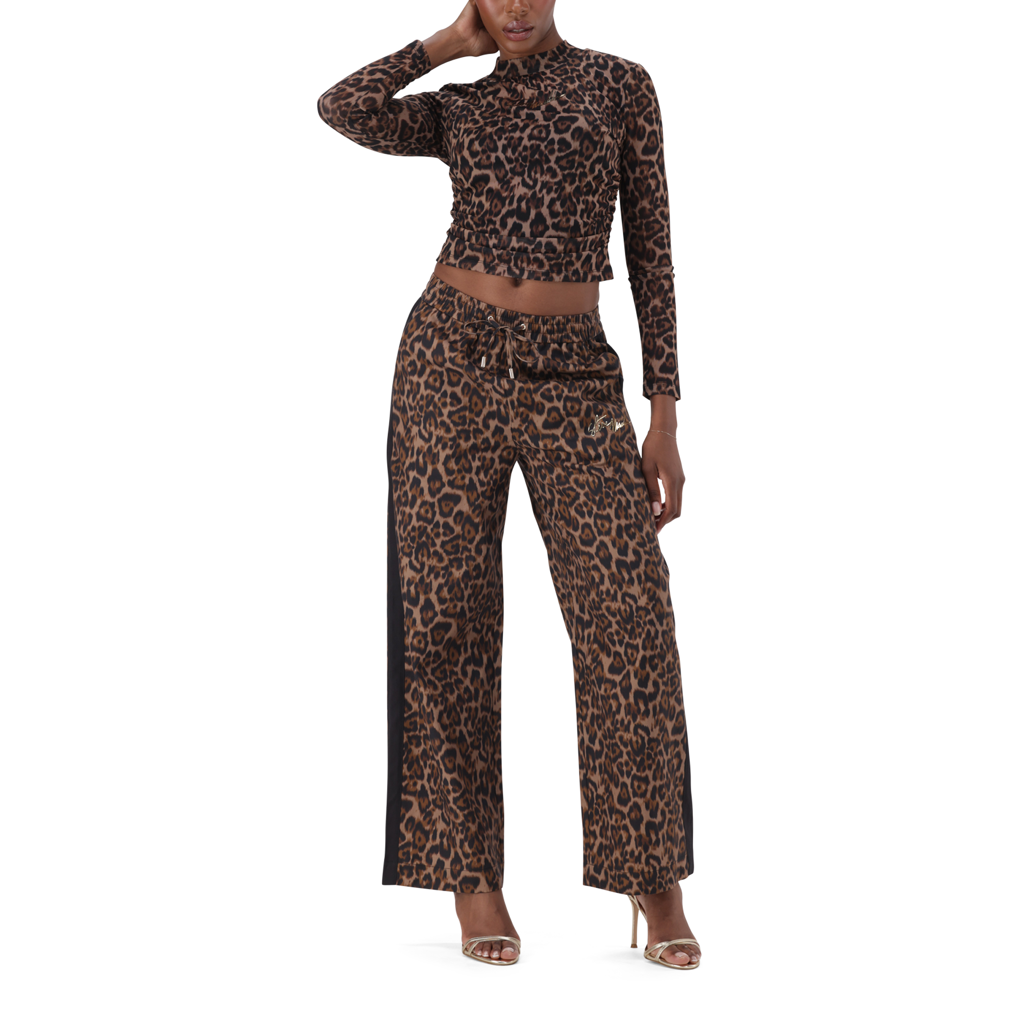 CAROL CHOCOLATE BROWN LEOPARD PRINT PANT