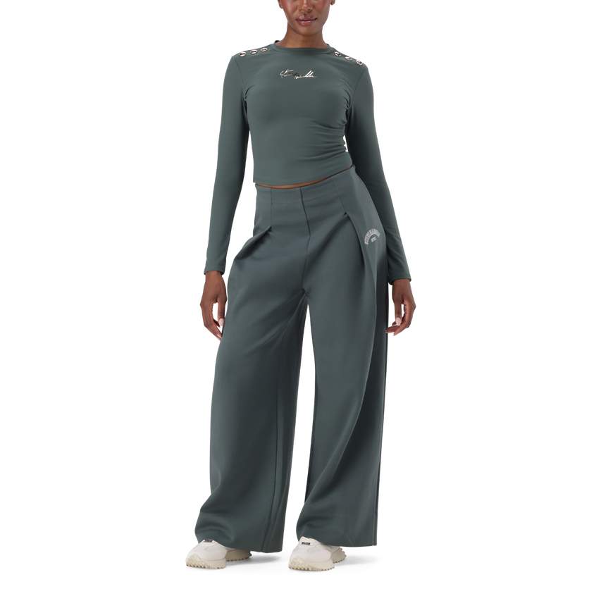 JEMIMA DARK SAGE WIDELEG SCUBA TROUSER - view 2