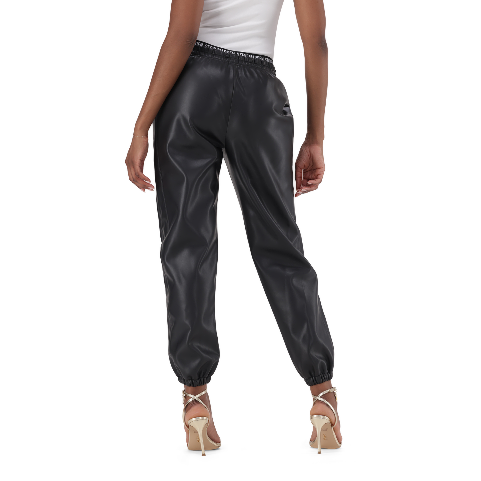 GIZELLE BLACK VEGAN LEATHER JOGGER - view 5