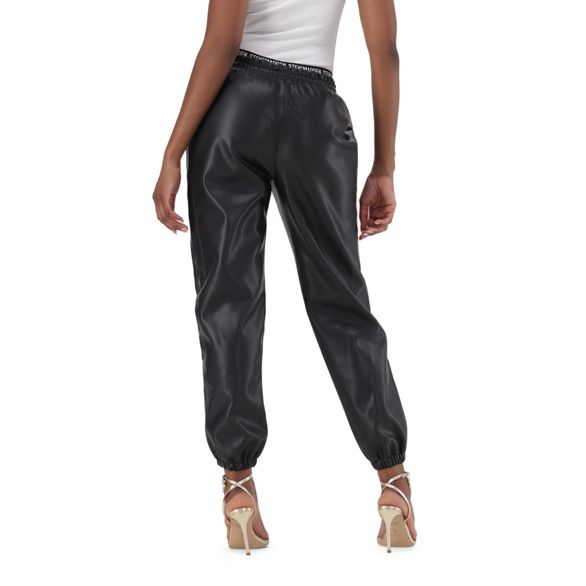 GIZELLE BLACK VEGAN LEATHER JOGGER - view 5
