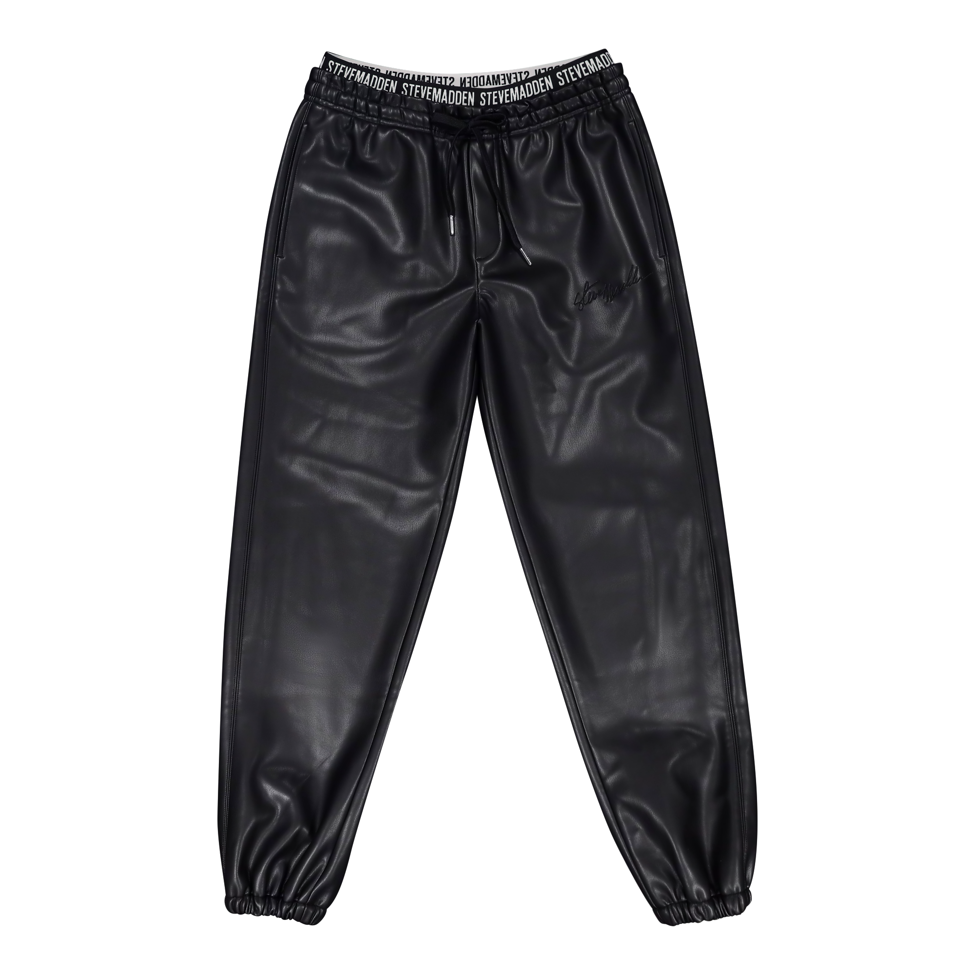 GIZELLE BLACK VEGAN LEATHER JOGGER