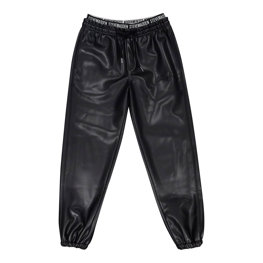 GIZELLE BLACK VEGAN LEATHER JOGGER