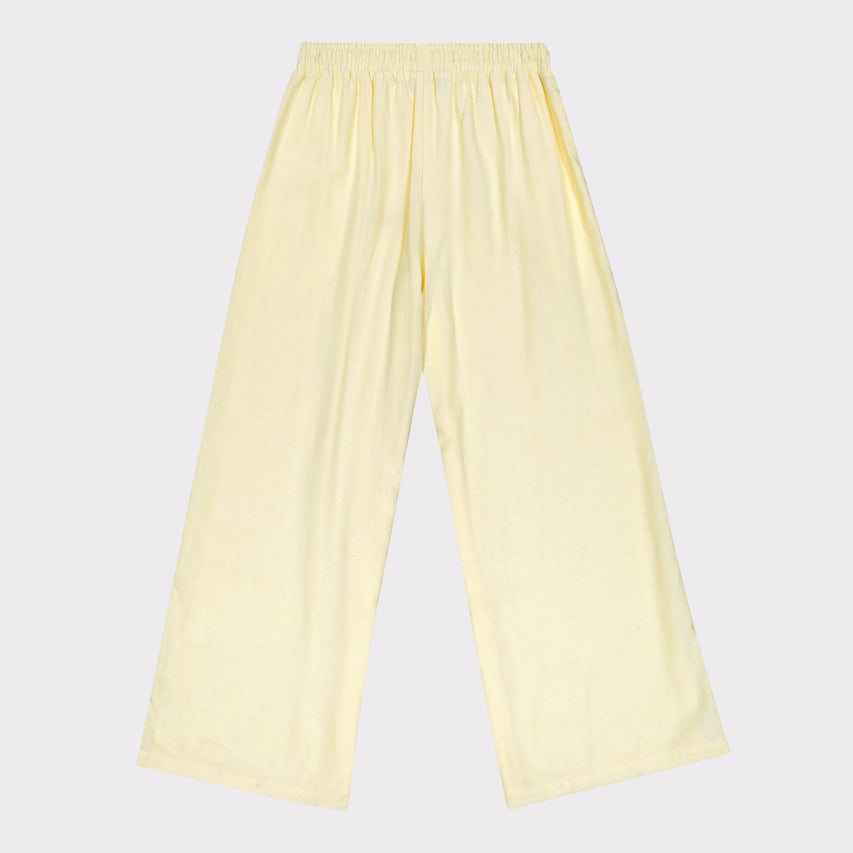 WALKER SOFT YELLOW WIDELEG LINEN PANTS - view 6
