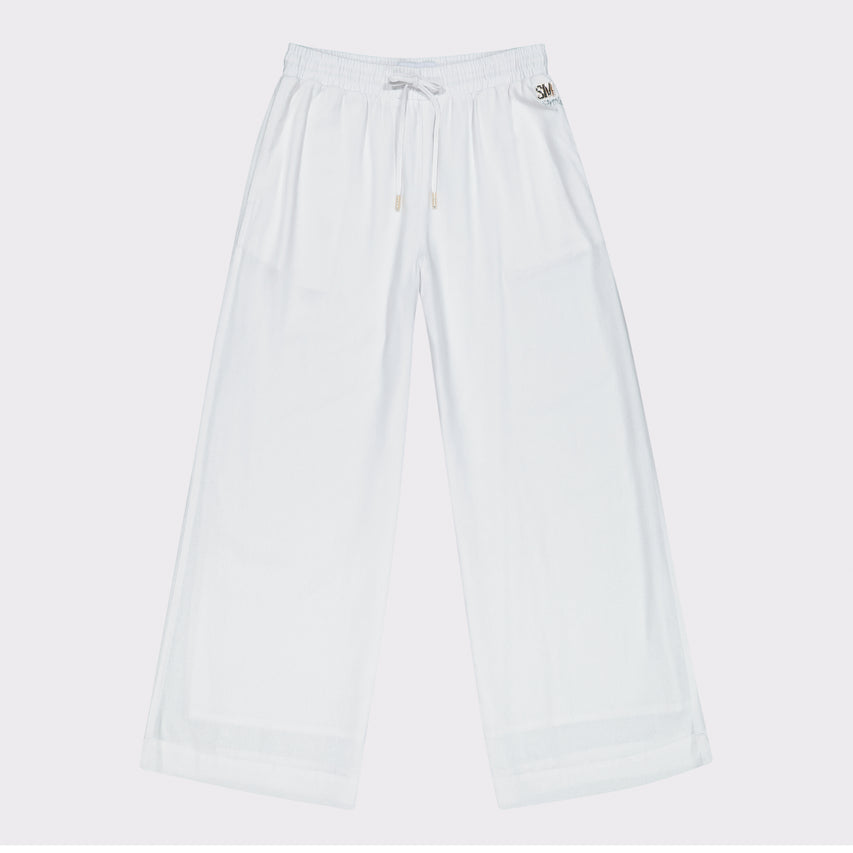 ARABELLA WHITE WIDELEG LINEN PANTS - view 4
